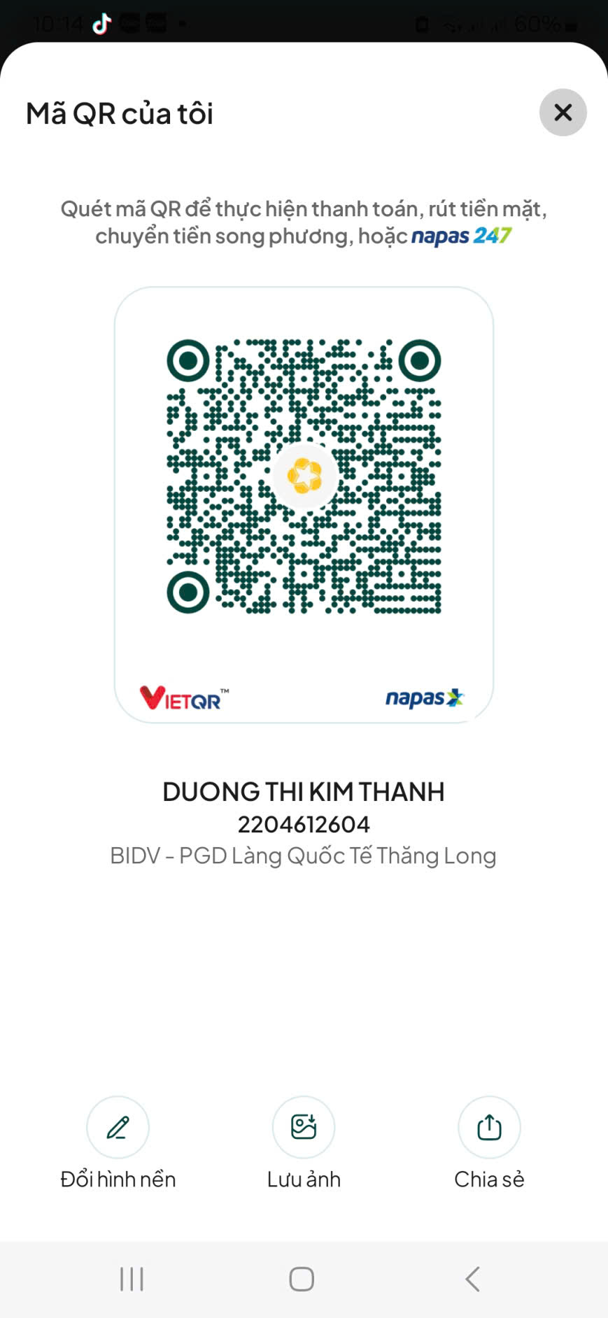 QR ủng hộ Dương Thị Kim Thanh