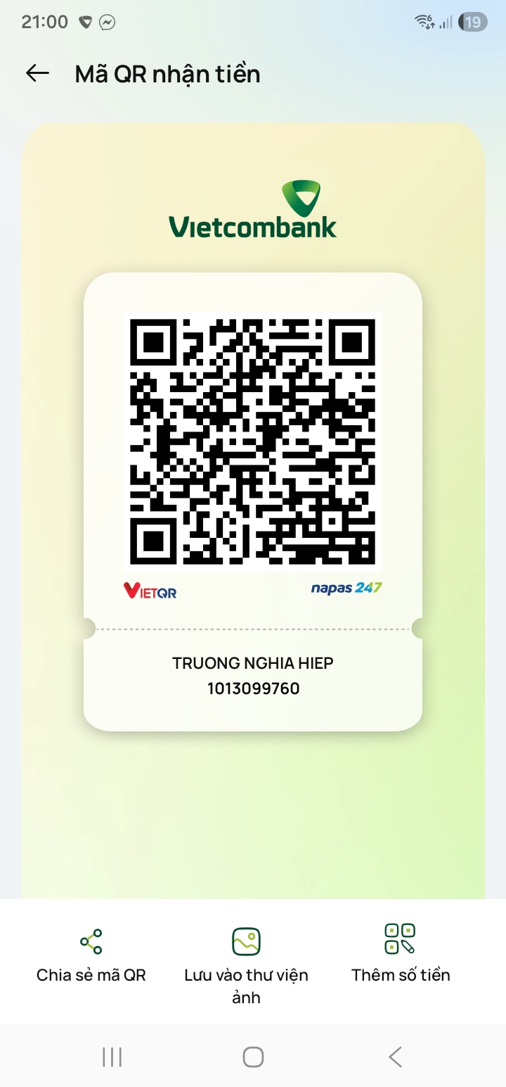 QR ủng hộ Trường Ca Khách